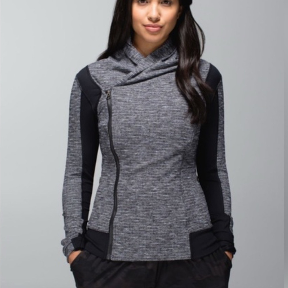 Lululemon Athletica Gray and Black Cowl Neck Sweater